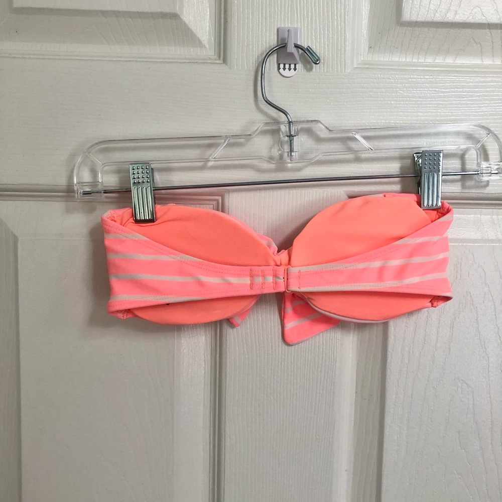 Aerie XS Coral/White Striped Strapless Bikini Top - Picture 4 of 5